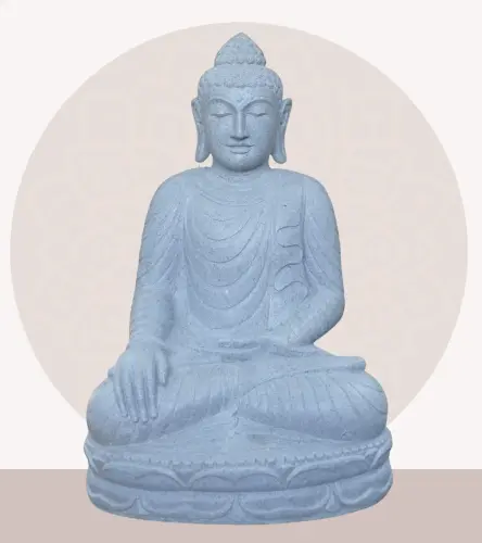 Product image of the product “Seated Buddha made of Riverstone in Bhumisparsha - gesture of touching the earth. 82cm height. ”